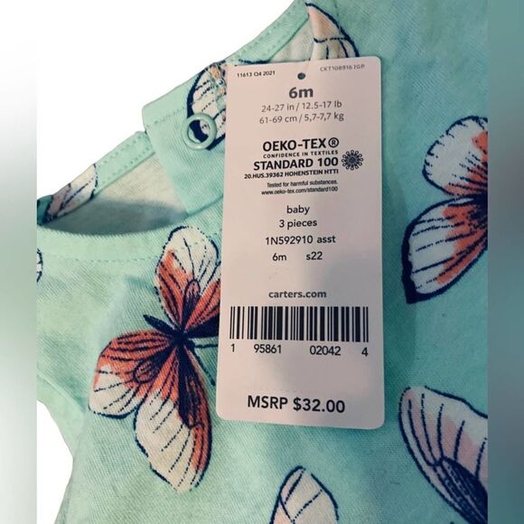 Carter’s Set of Baby Outfits, Dress And 1 Piece Short Outfit, Size 6 Mo., NWT - Picture 6 of 6